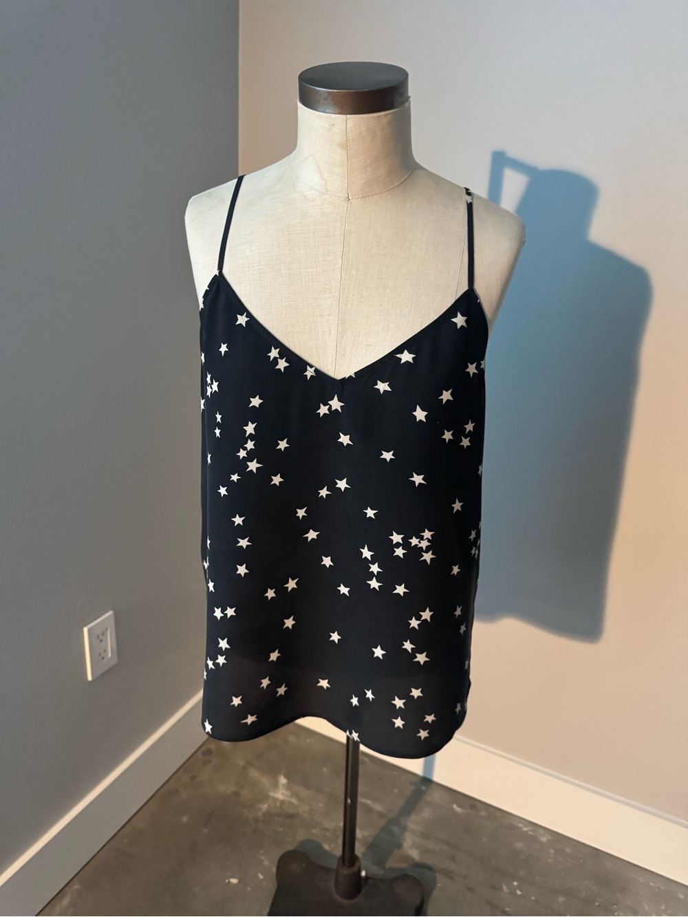 Equipment Black Star-Print Silk Camisole